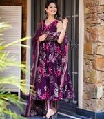 Purple color beautiful ethnic partywear girlie ceremonial attire