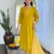 Yellow color smart and festive readymade rayon fabic kurta set