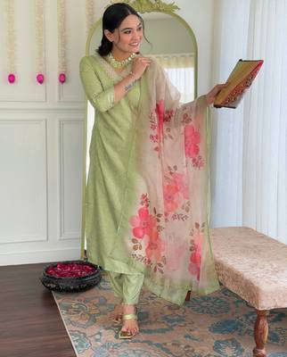 Pista color smart and festive readymade rayon fabic kurta set 1