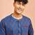 Vastramay men royal blue cotton kurta - floral print summer casual wear traditional ethnic shirt