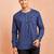 Vastramay men royal blue cotton kurta - floral print summer casual wear traditional ethnic shirt