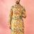 Vastramay men's mustard cotton linen long kurta - festive ethnic wear with hand embroidery for diwali navratri wedding