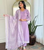 Lavender color smart and festive readymade rayon fabic kurta set