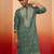 Vastramay men's mint green resham embroidered silk kurta - premium festive