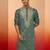 Vastramay men's mint green resham embroidered silk kurta - premium festive