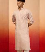 peach embroidered silk kurta - festive traditional wear