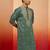 Vastramay men's mint green resham embroidered silk kurta - premium festive