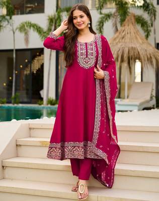 Pink color smart and festive readymade c p vichitra fabic kurta set 1
