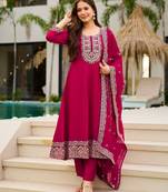 Pink color smart and festive readymade c p vichitra fabic kurta set
