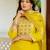 Yellow color viscose shimmer fabric ethnic kurta set with embroidery work and printed