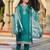 Rama color viscose chanderi fabric ethnic kurta set with embroidery work with printed