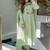 Pista color chanderi silk fabric ethnic kurta set with embroidery work