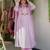 Purple color chanderi silk fabric ethnic kurta set with embroidery work
