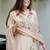 Peach color bsy chanderi fabric ethnic kurta set with embroidery work