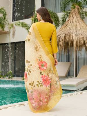 Mustard color ceremonial wear viscosee readymade kurta set 2