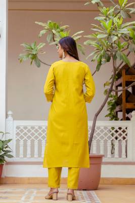 Mustard color ceremonial wear viscosee gadhwal readymade kurta set 2