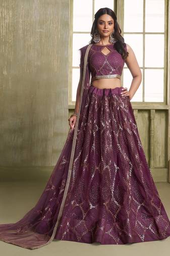 Heavy And Ethnic Wine Color Bridesmaid Lehenga Choli For Ceremonial Presence