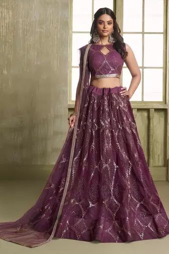 Heavy And Ethnic Wine Color Bridesmaid Lehenga Choli For Ceremonial Presence