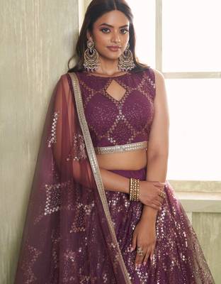 Heavy And Ethnic Wine Color Bridesmaid Lehenga Choli For Ceremonial Presence 3