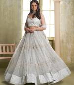Heavy And Ethnic Light Grey Color Bridesmaid Lehenga Choli For Ceremonial Presence