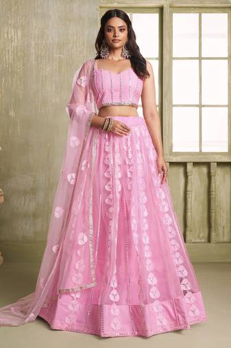 Heavy And Ethnic Pink Color Bridesmaid Lehenga Choli For Ceremonial Presence