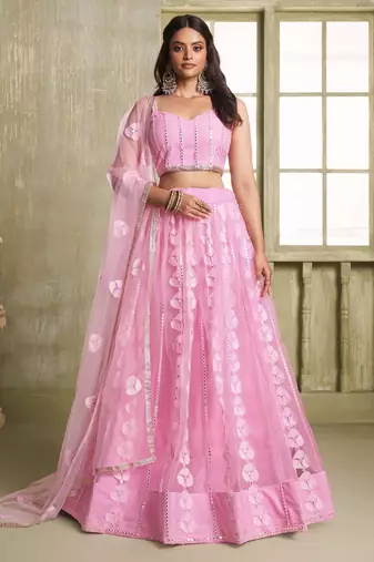 Heavy And Ethnic Pink Color Bridesmaid Lehenga Choli For Ceremonial Presence