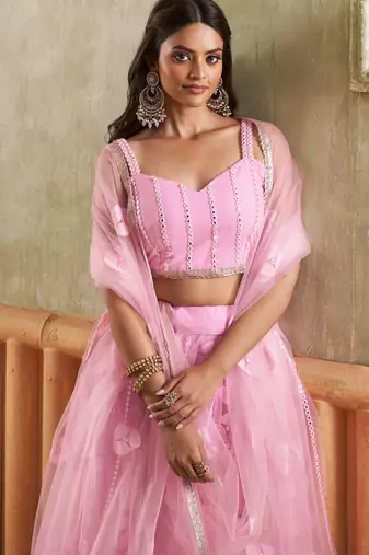 Heavy And Ethnic Pink Color Bridesmaid Lehenga Choli For Ceremonial Presence