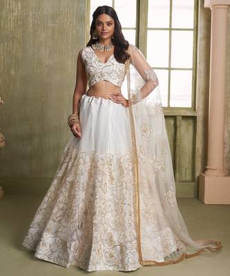 Heavy And Ethnic Off White Color Bridesmaid Lehenga Choli For Ceremonial Presence 1