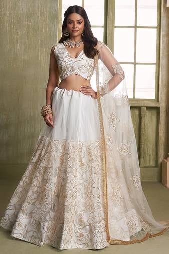 Heavy And Ethnic Off White Color Bridesmaid Lehenga Choli For Ceremonial Presence