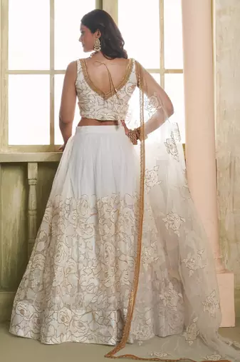 Heavy And Ethnic Off White Color Bridesmaid Lehenga Choli For Ceremonial Presence