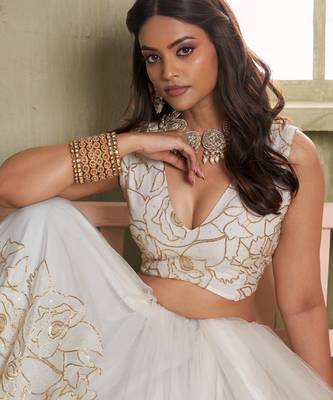 Heavy And Ethnic Off White Color Bridesmaid Lehenga Choli For Ceremonial Presence 3