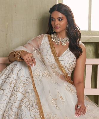 Heavy And Ethnic Off White Color Bridesmaid Lehenga Choli For Ceremonial Presence 4