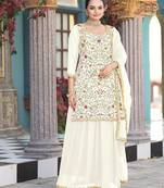 Off white color georgette fabric ceremonial wear wedding attire
