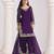 Voilet color roman silk fabric designer embroidered suit