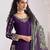 Voilet color roman silk fabric designer embroidered suit