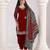 Maroon color roman silk fabric designer embroidered suit