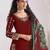 Maroon color roman silk fabric designer embroidered suit