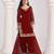 Maroon color roman silk fabric designer embroidered suit