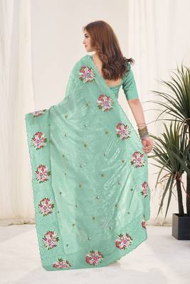 Green gold crush embroidered saree 2