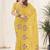 Mustard color gold crush fabric designer embroidered saree