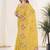 Mustard color gold crush fabric designer embroidered saree