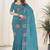 Blue color gold crush fabric designer embroidered saree