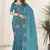 Blue color gold crush fabric embroidered saree
