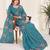 Blue color gold crush fabric designer embroidered saree