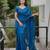 Blue color twill net fabric sequins work ceremonial saree
