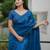 Blue color twill net fabric sequins work ceremonial saree