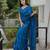 Blue color twill net fabric sequins work ceremonial saree