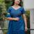 Blue color twill net fabric sequins work ceremonial saree