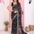 Black color georgette fabric embroidered partywear saree