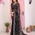 Black color georgette fabric embroidered partywear saree
